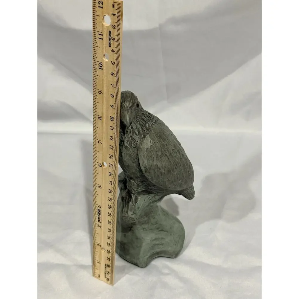 Signed Isabel Bloom 2004 Bird Sculpture on Tree Stump with Verdigris Finish